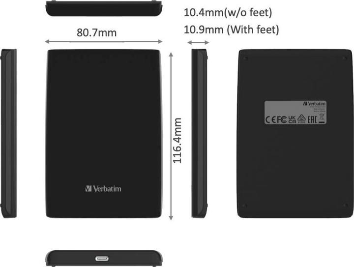 Actual product image Verbatim Store n Go Slim 1TB Portable SSD USB 3.2 Gen 1 32182 (1 TB)