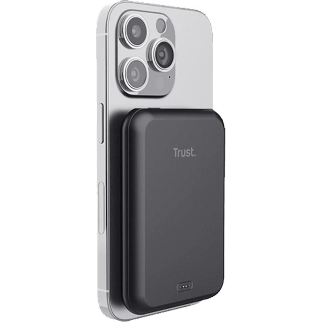 Thumbnail - Trust Magno Lithium Polymer (LiPo) Wireless charging Black (5000 mAh, 15 W, 18.50 Wh), Powerbank, Schwarz