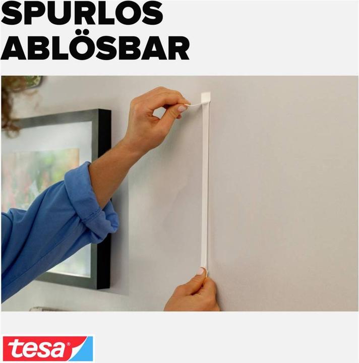 Actual product image tesa Powerstrips CLICK - Klett-Klebepads - Bilder aufhängen ohne Bohren - Slim - 16x 2 Stück (20 mm, 5 kg)