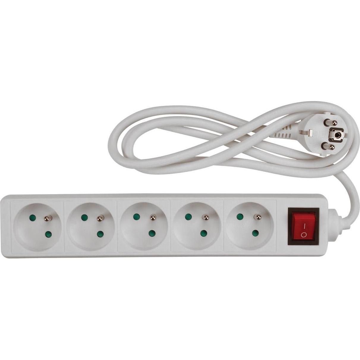 Thumbnail - Velleman, Steckdosenleiste, 5-Fach-Steckdosenleiste - Mit Schalter - Stecker-Typ E (Französisches System) (5 x, CEE 7/5,...