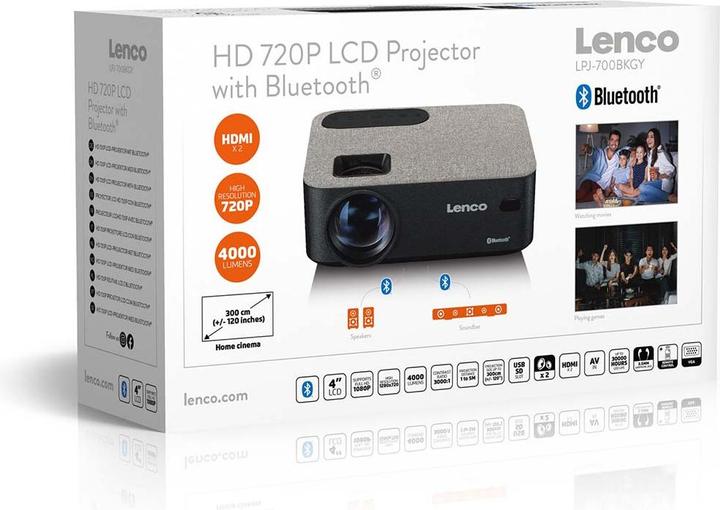 Productafbeelding Lenco LPJ-700BKGY (HD, 4000 lm)