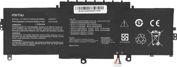 Actual product image Mitsu ASUS ZEN BOOK 3400mAh 39Wh 11.55V