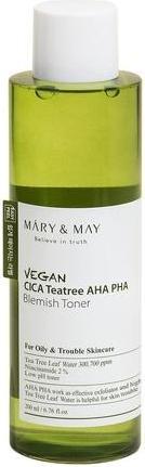 Image du produit Mary&May Vegan CICA Tea Tree AHA PHA Toner Apaisant & Calmant 200ml (Lingettes nettoyantes pour le visage, 200 ml)