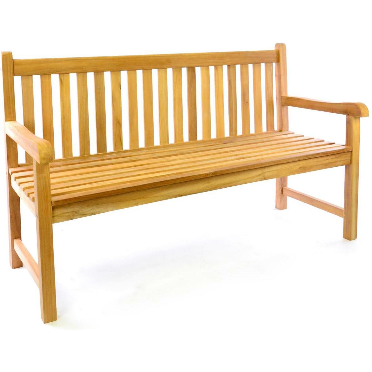VCM, Gartenbank, 3-Sitzer Gartenbank Parkbank hochwertig Teak Holz A++ natur 150cm