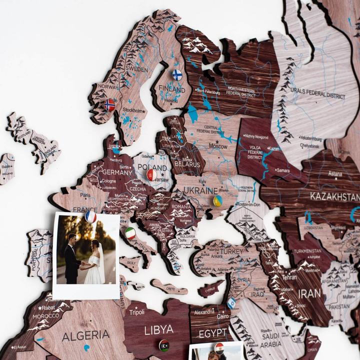Image du produit Enjoy The Wood Carte du monde en 3D (120 x 200 cm)