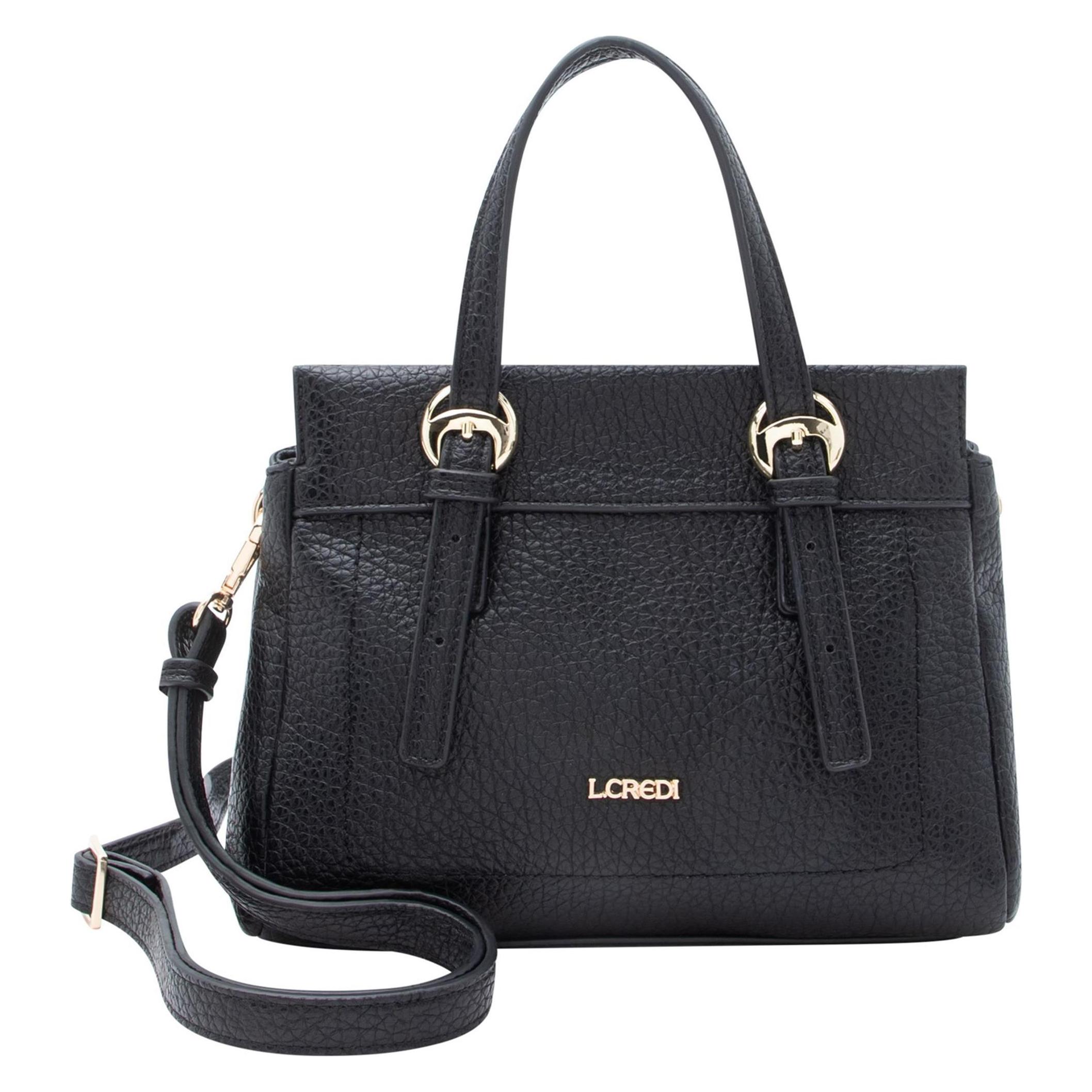 L.Credi, Damen, Handtasche, Ramira Schultertasche 24 Cm, Schwarz