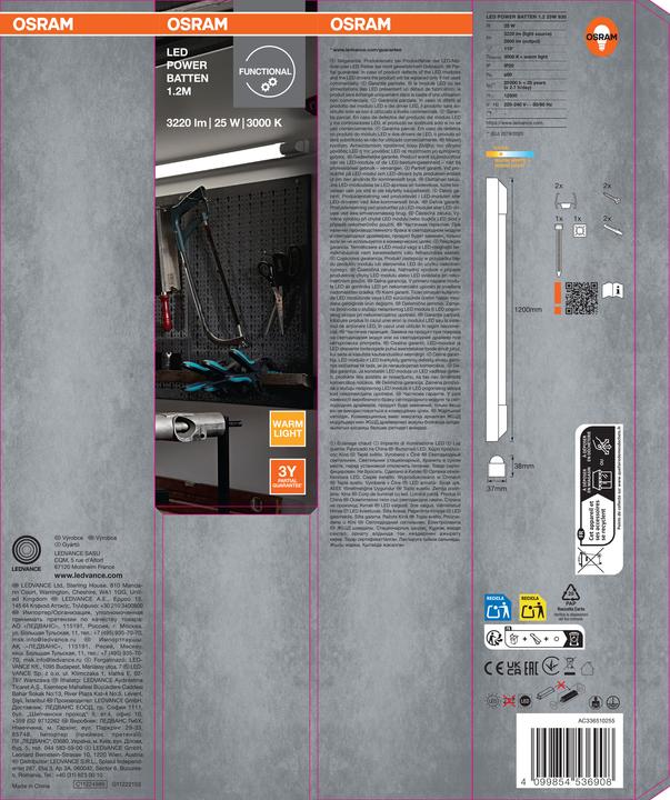 Produktbild Osram LED POWER BATTEN 1200 mm 25 W 3000 K (2600 lm)