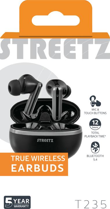Actual product image Streetz T235 TWS earphones black (5 h, Wireless)
