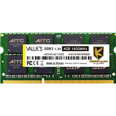 AITC Kingsman Memória Notebook - 4GB DDR3 (1600Mhz, CL11, 1.35V) (1 x 4GB, 1600 MHz, DDR3-RAM, SO-DIMM), Memoria RAM