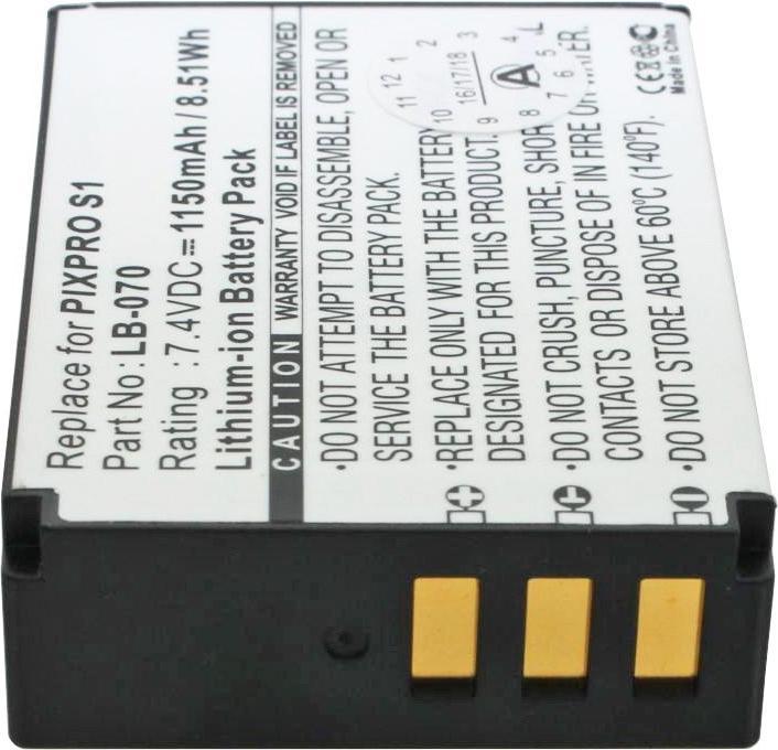 Actual product image AccuCell Battery Kodak LB-070 Battery Kodak Pixpro AZ651 (Camera battery)