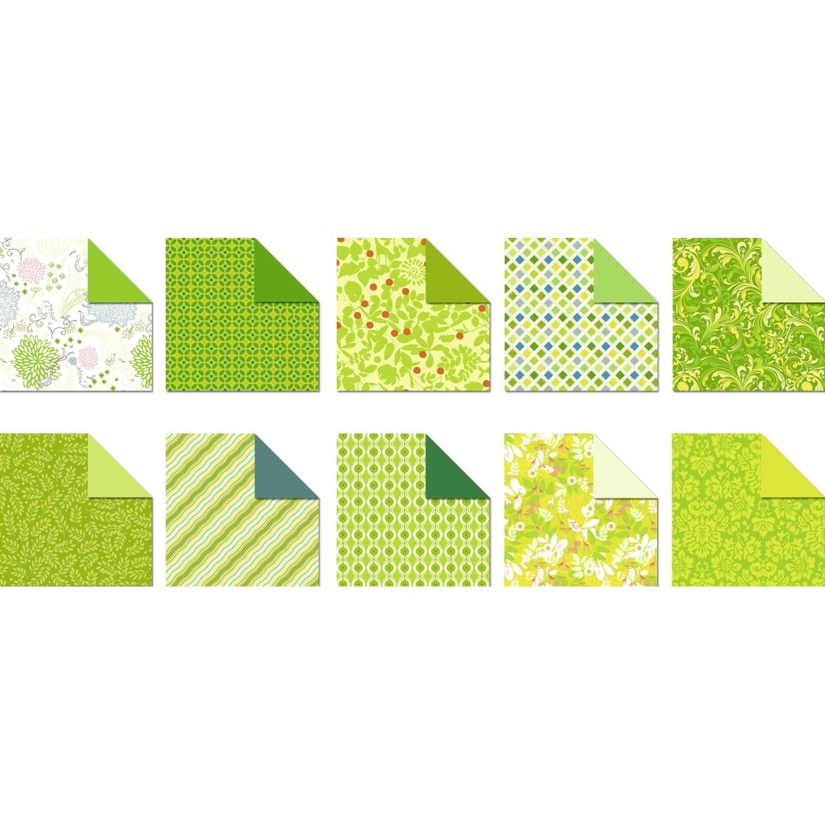 Ursus, Bastelpapier, Desinpapier Faltblätter 'Jade' 100g/qm 15x15cm VE=50 Blatt sortiert 10 Designs (100 g/m², 50 x)