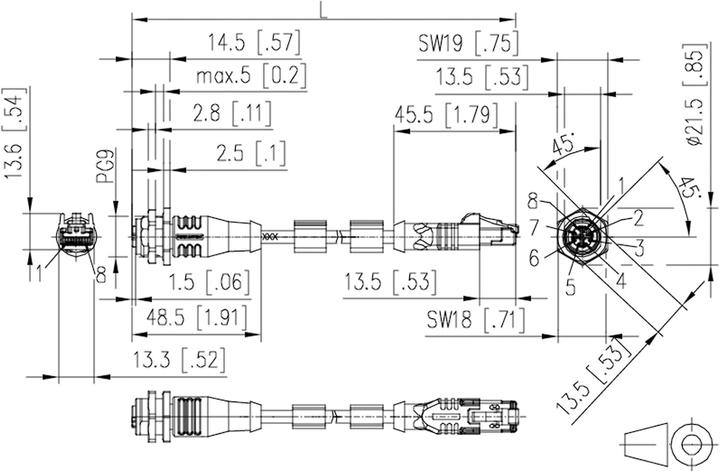 Actual product image Metz Connecting cable M12 BU-RJ45 ST 8-pin X-coded straight-straight 10m (S/FTP, CAT6a, 10 m)