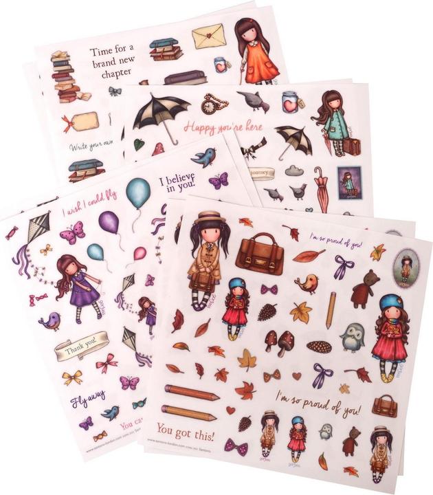 Actual product image art by marlene Rub-on Stickers 4x2 designs Gorjuss