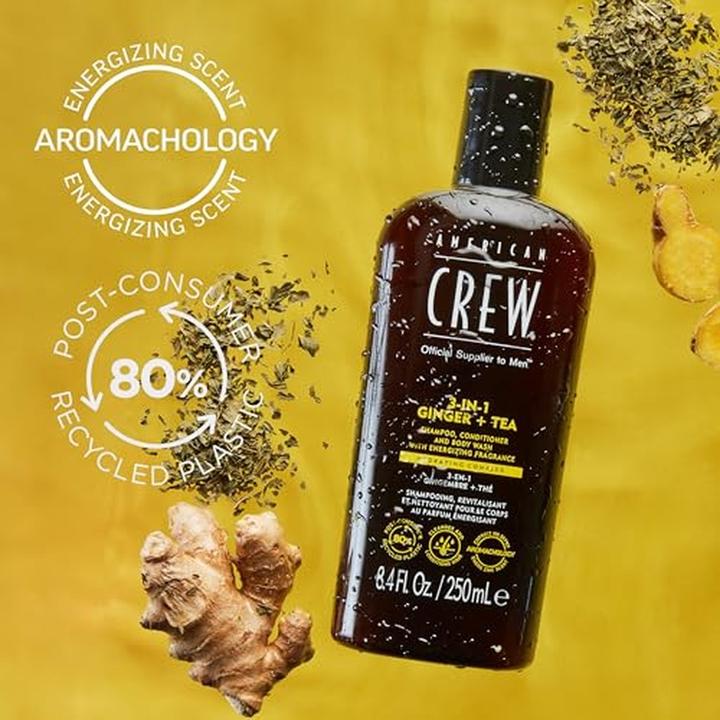 Actual product image American Crew 3-in-1 Ginger & Tea Shampoo, Conditioner & Body Wash (250 ml)