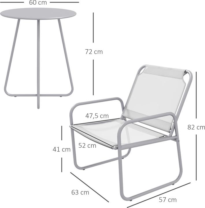 Produktbild Outsunny Gartenmöbel-Set mit 2 Stühlen und Beistelltisch (57 cm)