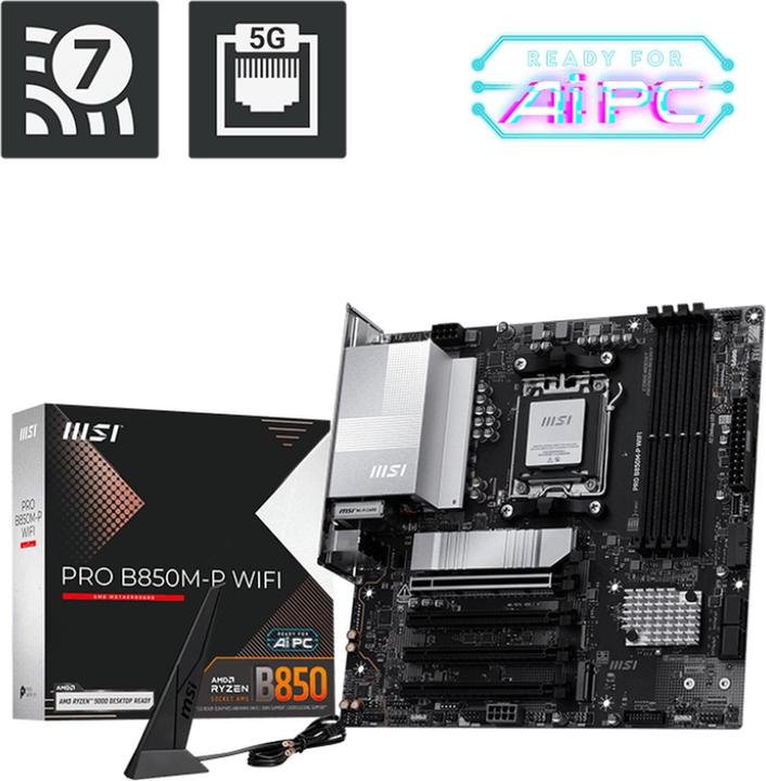Actual product image MSI Pro B850M-P Wifi (B850,AM5,mATX,DDR5) (AM5, AMD B850, mATX)