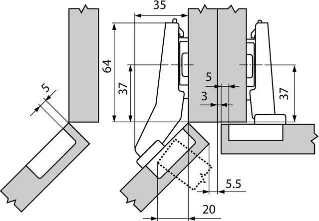 Produktbild Blum Winkel Topfband CLIP top BLUMOTION 95 °, halbaufschlagend