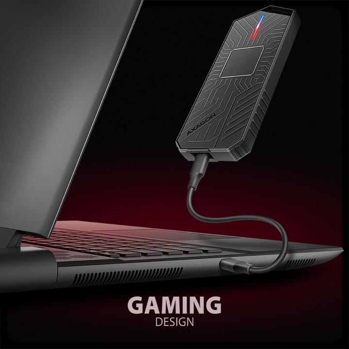 Actual product image Axagon EEM2-GAM, USB-C 10Gbps - NVMe & SATA SSD GAME M.2 box, bezšroubkový (M.2)