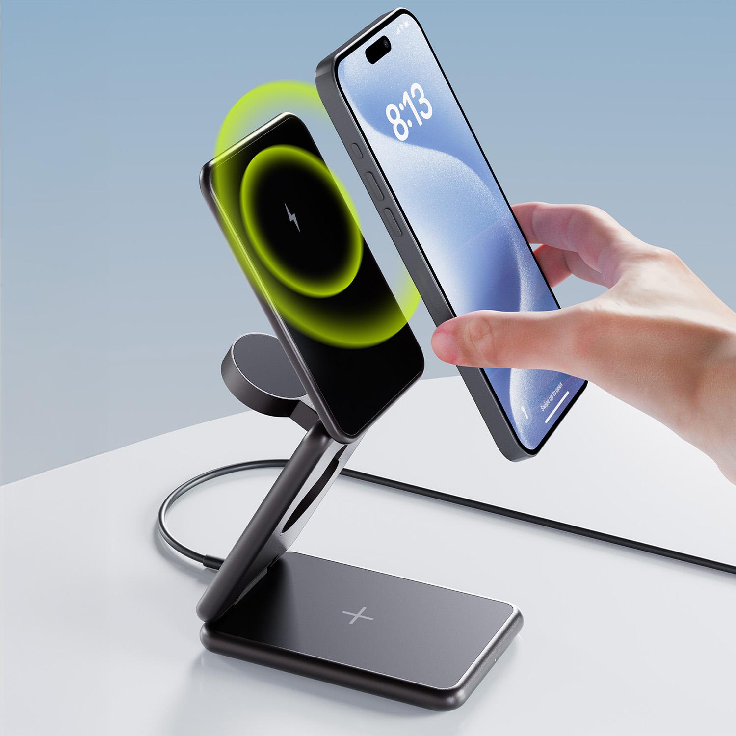 Thumbnail - Allity AWC-230-225WMS wireless charger 22.5W graphite 3w1 (22.50 W), Wireless Charger, Grau