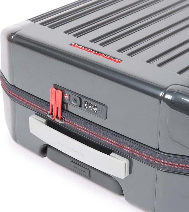 Actual product image Piquadro PQ-Light - Ultra Slim Cabin Hard Shell Trolley Grey/Red (34 l)
