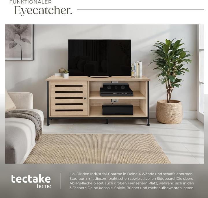 Actual product image tectake TV cabinet Galway | W110 x D41.5 x H50.5 cm with 3 sections (41.50 x 110 x 50.50 cm)