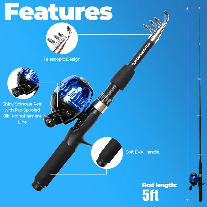 Immagine prodotto DaddyGoFish Set da pesca (Set da pesca, Telescopio)