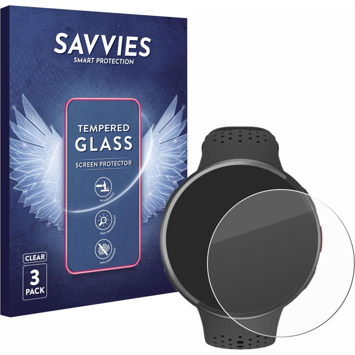 Thumbnail - Savvies Panzerglas Hartglas Displayschutz, Smartwatch Schutzfolie, Transparent
