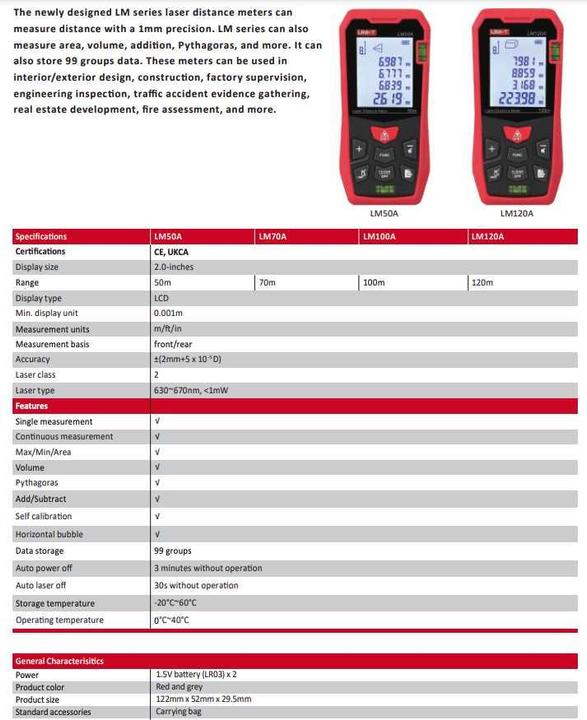 Immagine prodotto Uni-T LM50A (50 m)