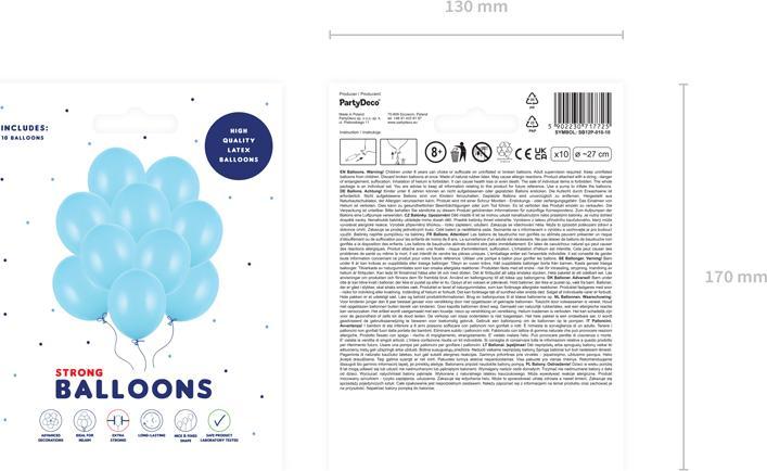 Actual product image Partydeco Strong Balloons 27cm, Pastel Baby Blue (1 pkt / 10 pc.) (10 x)