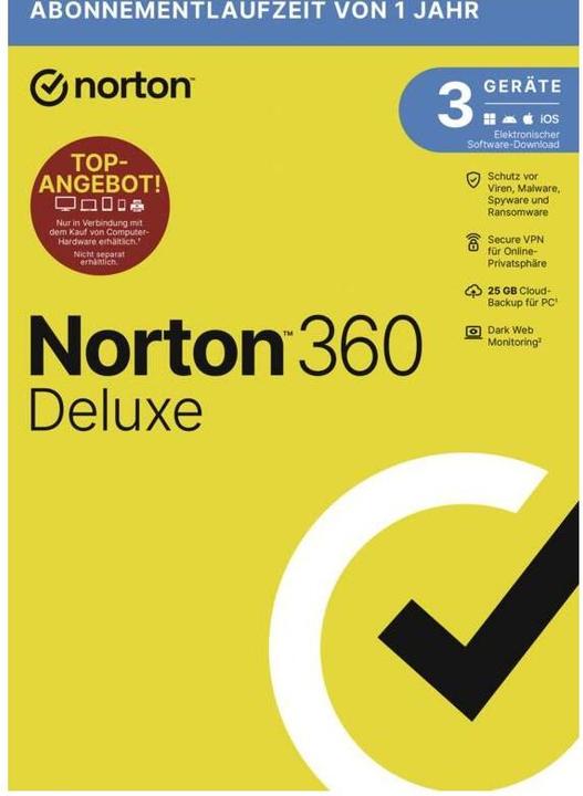 Actual product image NortonLifeLock NORTON 360 DELUXE 25GB GE 1 USER 3 DEVICE 12MO EP (1 User, 12 months)