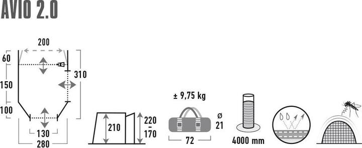 Produktbild High Peak Avio 2.0 (Vorzelt, 9.75 kg, 1 Person)