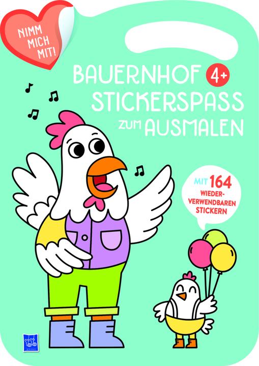 Bauernhof Stickerspass zum Ausmalen 4+ (Cover blau, Henne)