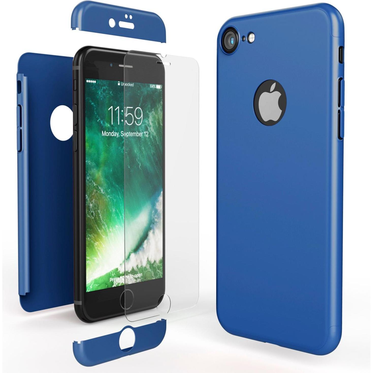 Nalia Rundum Handyhülle (Apple iPhone 7), Smartphone Hülle, Blau