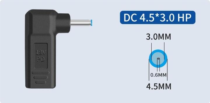 Produktbild PowerGuard USB-C to HP 4.5 x 3mm Notebook PD Charger Adapter 65W 19.5V (65 W)