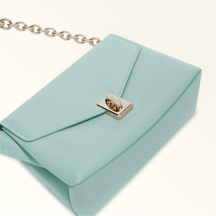 Actual product image Furla meridiana shoulder bag in aquamarine leather