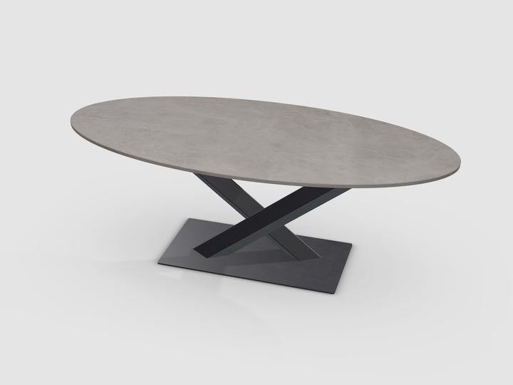 Actual product image Hans Eisenring Dining table Oval Diamond Cream, anthracite frame