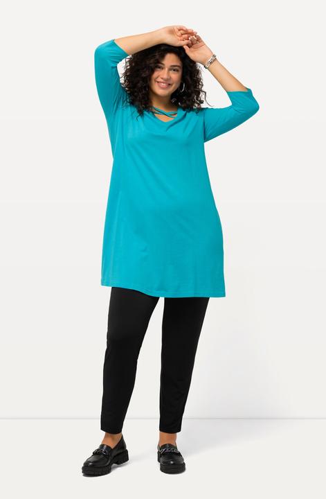 Produktbild Ulla Popken Longshirt, Zierbänder, A-Linie, V-Ausschnitt, 3/4-Arm (46, 48)