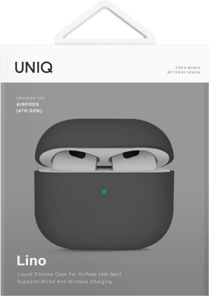 Actual product image Uniq case Lino AirPods 4 Silicone ash grey (Headphone sleeve)