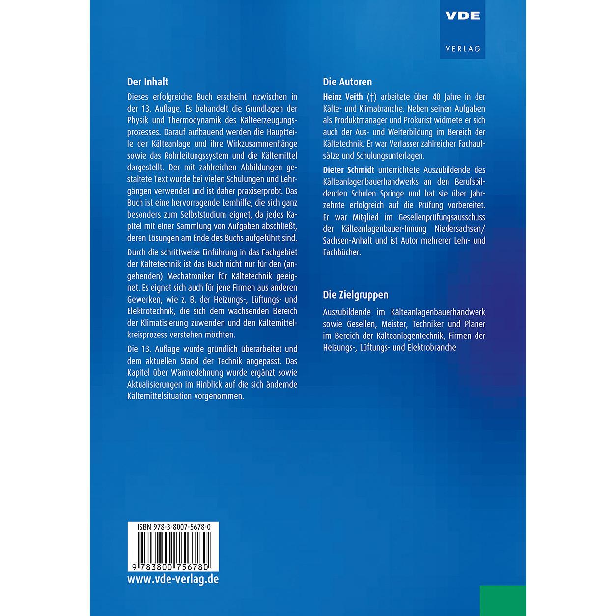 Thumbnail - Grundkurs Kältetechnik, Fachbücher von Dieter Schmidt, Heinz Veith