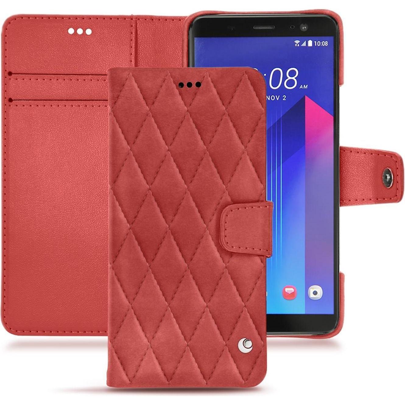 Noreve Lederschutzhülle Wallet (HTC U11+), Smartphone Hülle, Rot