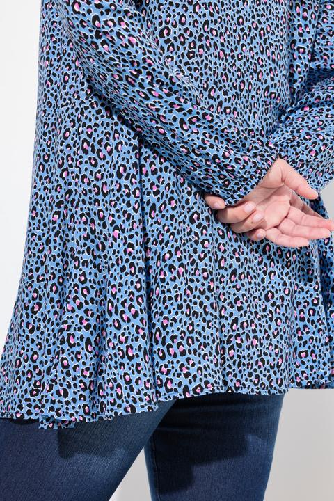 Produktbild Miamoda Bluse, A-Linie, Leomuster, Saum-Volant, Langarm (48)