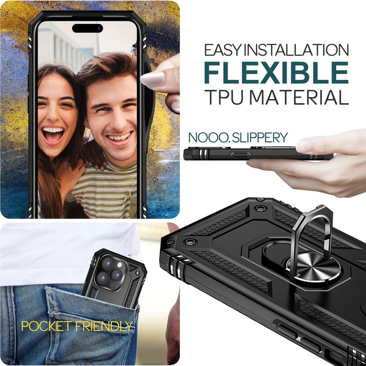 Immagine prodotto Nalia Coperchio ad anello antiurto in stile militare (Apple iPhone 15 Pro Max)