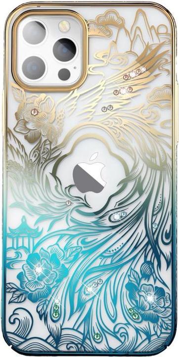 Actual product image Kingxbar Luxury iPhone 14 Plus Case with Phoenix Crystals - Gold and Blue (Apple iPhone 14 Plus)