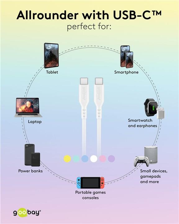 Produktbild Goobay USB-C-Silikonkabel, 1,5 m, gelb (1.50 m, USB 2.0, 60 W)