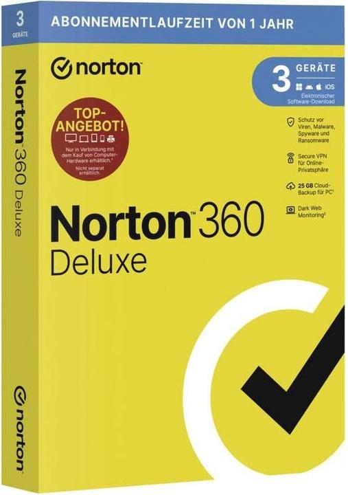 Actual product image NortonLifeLock NORTON 360 DELUXE 25GB GE 1 USER 3 DEVICE 12MO EP (1 User, 12 months)