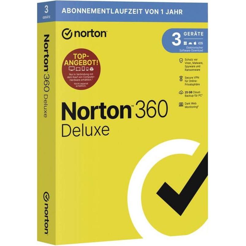 NortonLifeLock NORTON 360 DELUXE 25GB GE 1 USER 3 DEVICE 12MO EP per