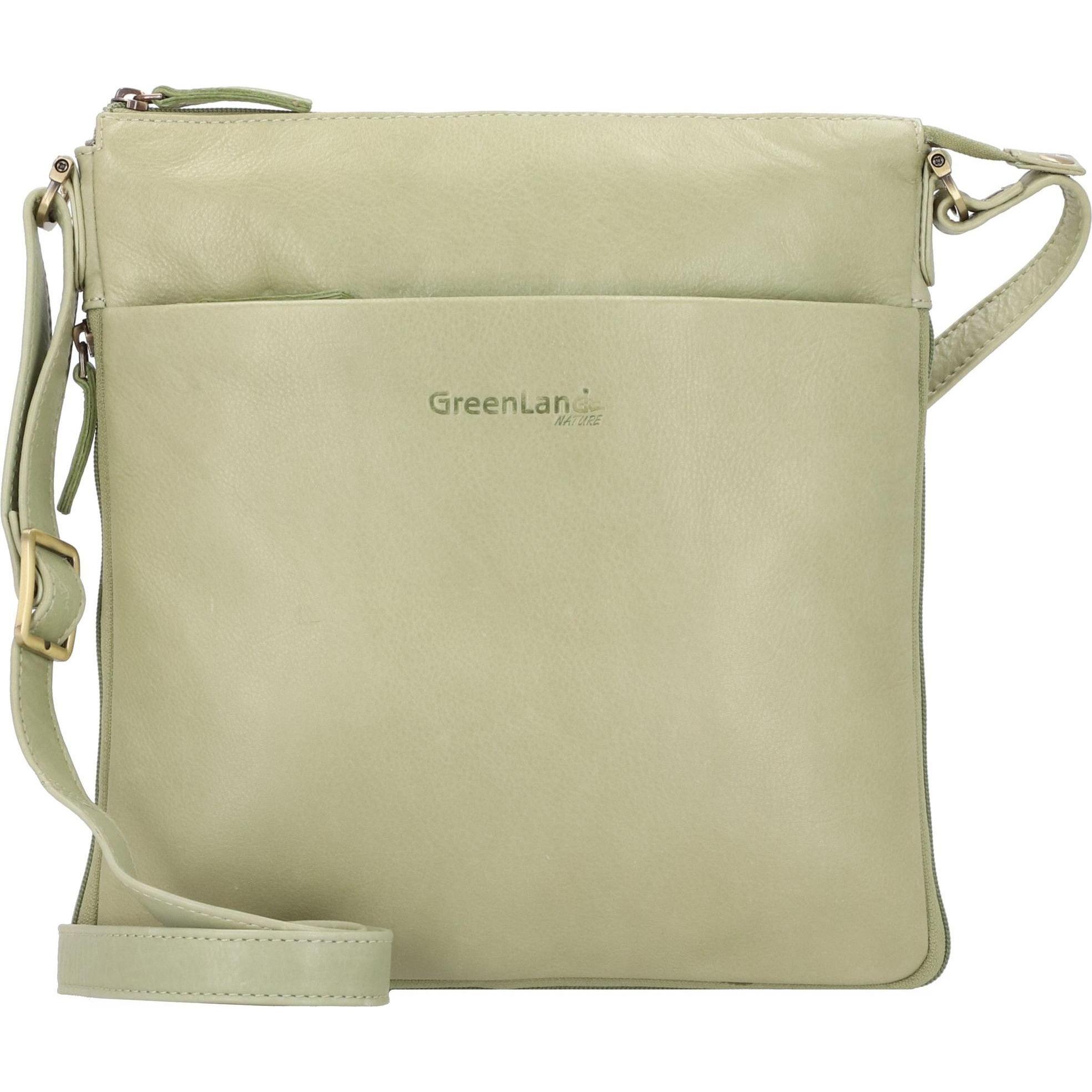 Greenland Nature, Handtasche, Nature Umhängetasche Leder 28 cm, Grün