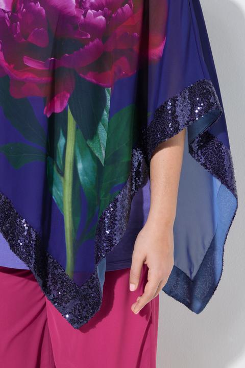 Produktbild Ulla Popken Chiffonbluse, Blüten, U-Boot-Ausschnitt, 3/4-Arm (46, 48)