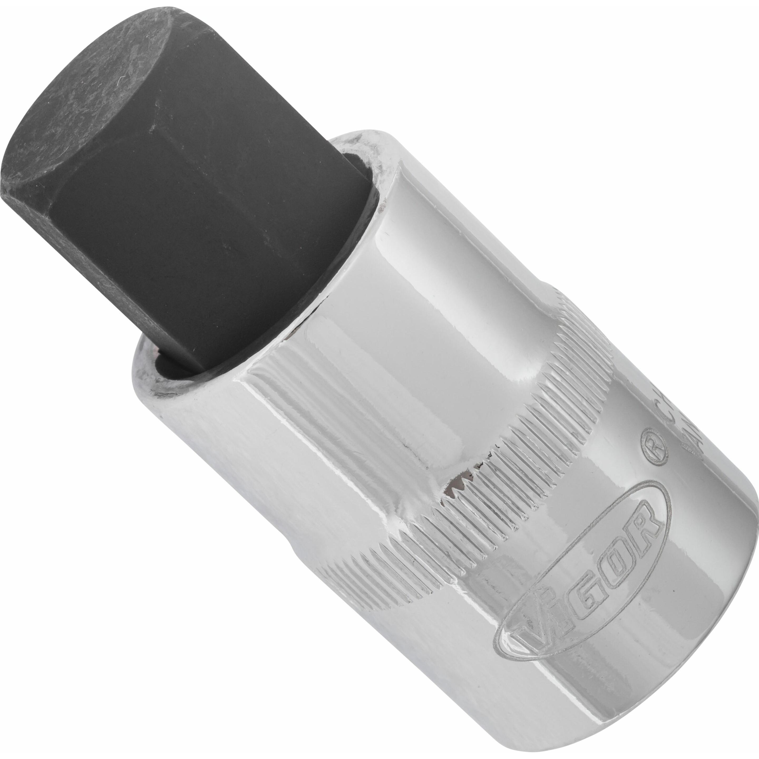 Vigor, Steckschlüssel + Stecknuss, Innensechskant Schraubendreher-Einsatz ∙ V2069 ∙ Vierkant12,5 mm (1/2 Zoll) ∙ Innen S...