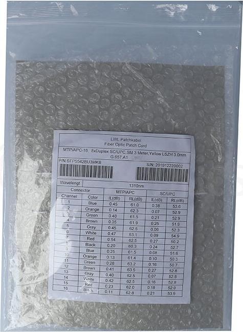 Actual product image BlueOptics Fibre optic MTP/8xSC duplex breakout cable OM5 15 metres (15 m)